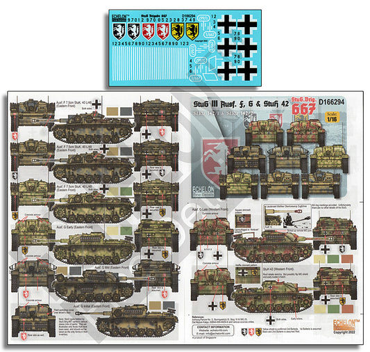 Echelon 1/16 StuG III Ausf. F, G & StuH 42 of StuG. Brig. 667 Decal Set