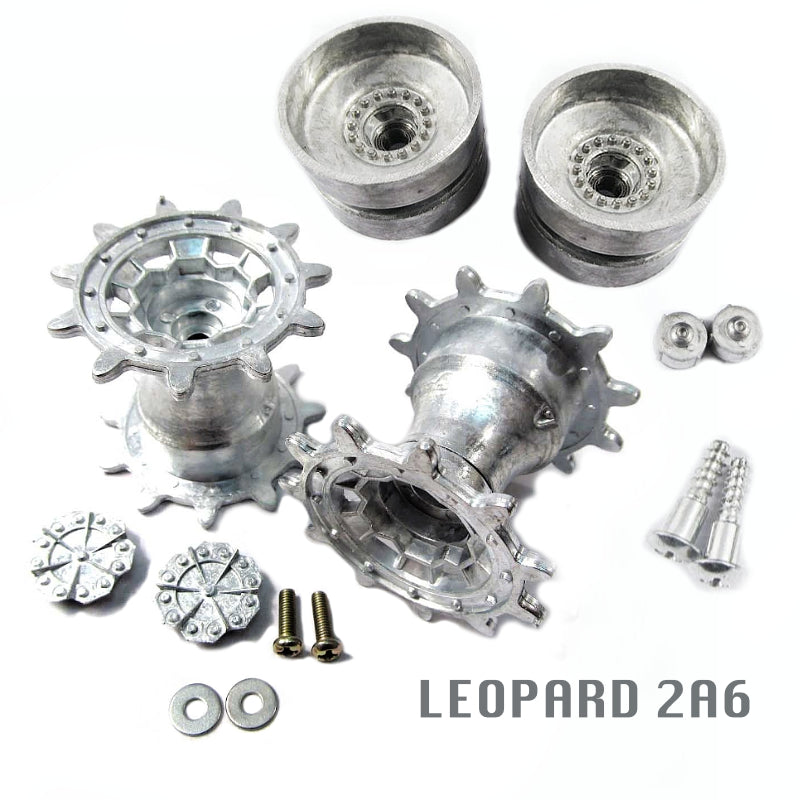 Metal Drive Wheels Sprockets & Idler Set For Heng Long 1/16 Leopard 2A6 MT153