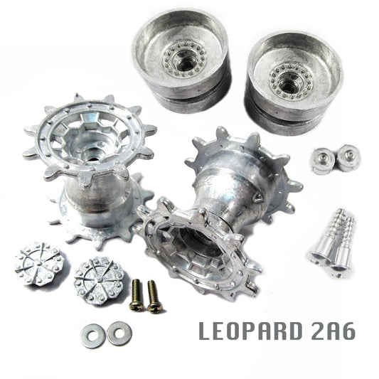 Metal Drive Wheels Sprockets & Idler Set For Heng Long 1/16 Leopard 2A6 MT153
