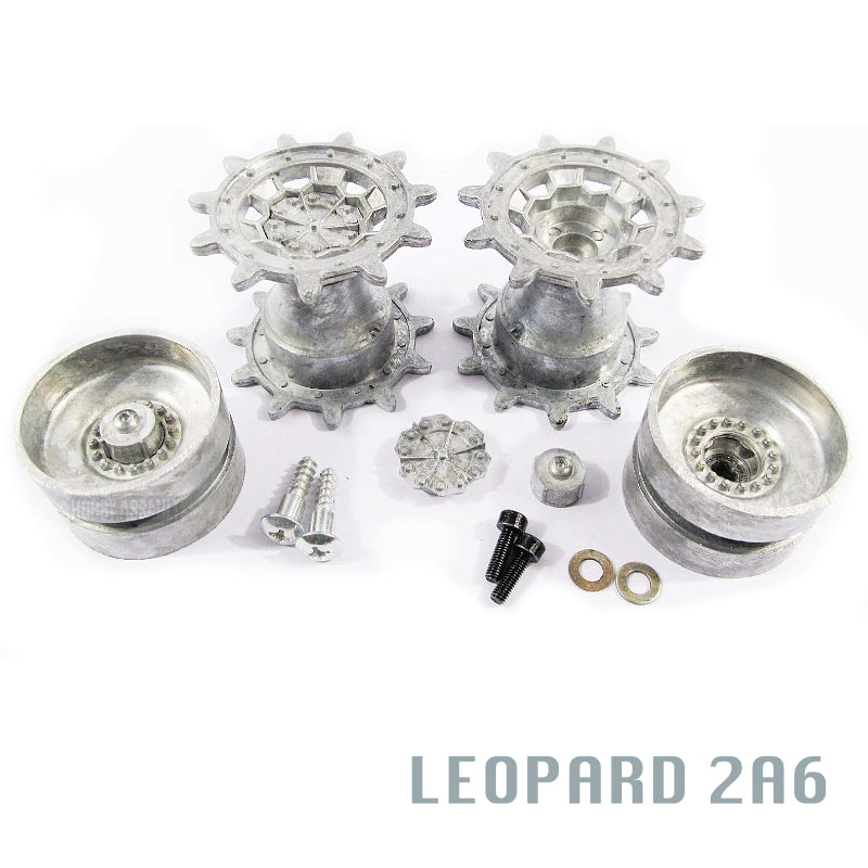 Metal Drive Wheels Sprockets & Idler Set For Heng Long 1/16 Leopard 2A6 MT153