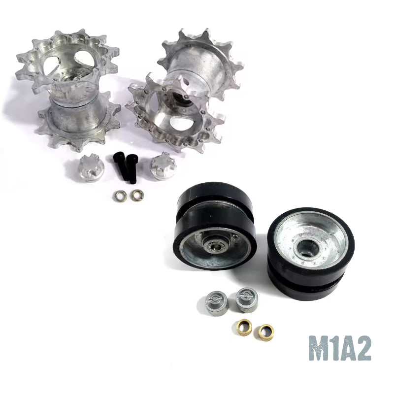 Metal Drive Wheels Sprockets And Idlers For Heng Long 1/16 M1A2 Abrams MT199