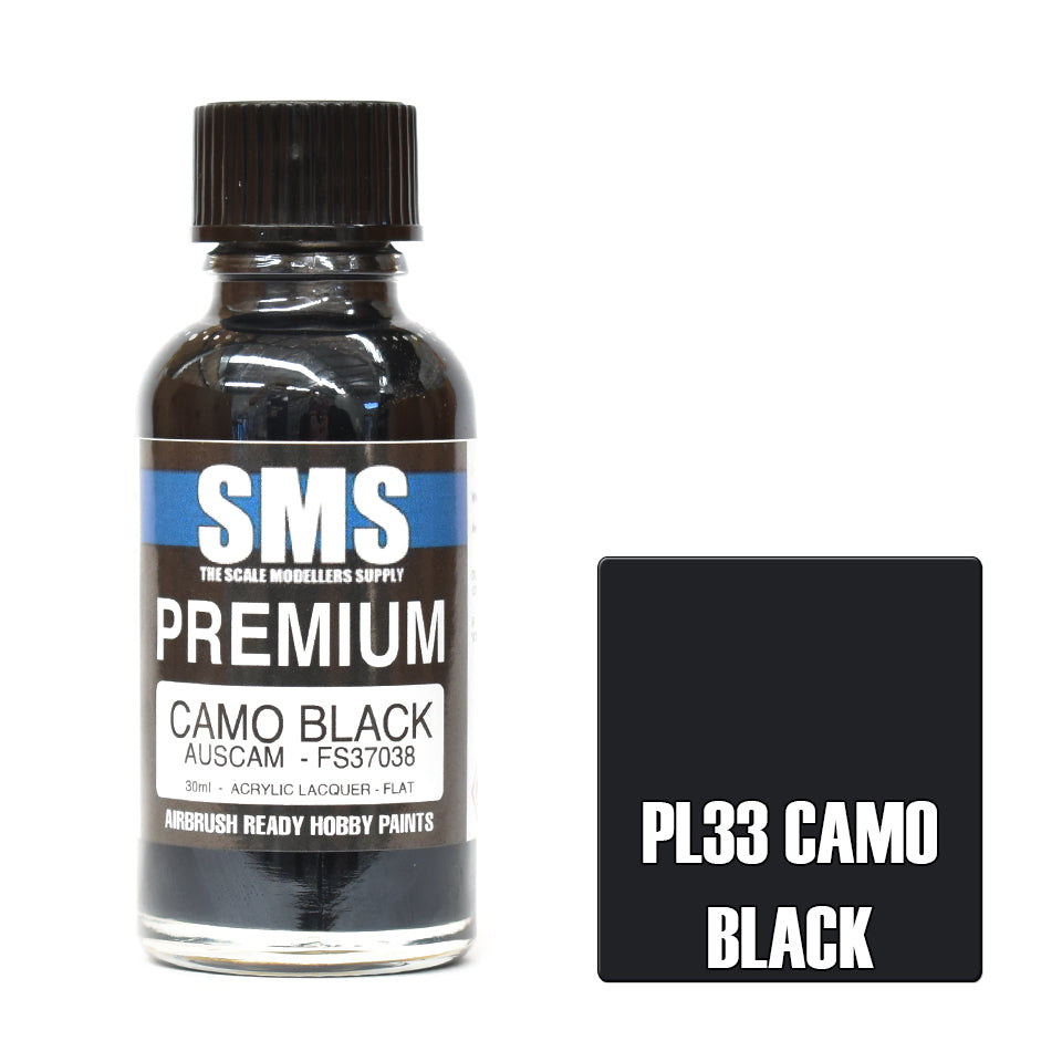 SMS Paints Camo Black 30ML PL33 Premium Lacquer Paint AUSCAM FS37038