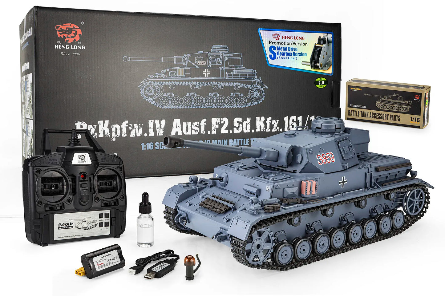 Heng Long 1/16 Scale German Panzer IV Ausf. F2 Remote Control (RC) Battle Tank 3859