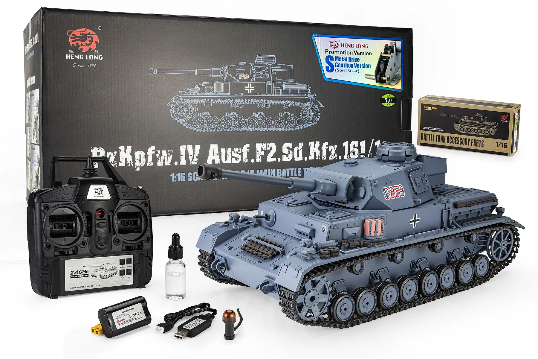 Heng Long 1/16 Scale German Panzer IV Ausf. F2 Remote Control (RC) Battle Tank 3859
