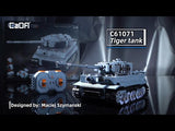 CaDA WW2 German Tiger I RC Tank Building Blocks Toy Set - 925PCS C61071W