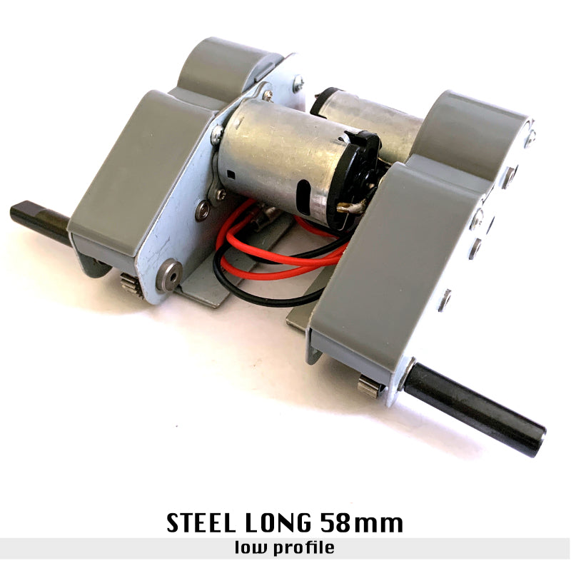 Steel Gearbox - Long Axis low profile 58mm For Heng Long 1/16 RC Tank King Tiger, Panther G, jagdpanther, kv-1, kv-2, t-90,t-72, challenger 2, Merkava IV