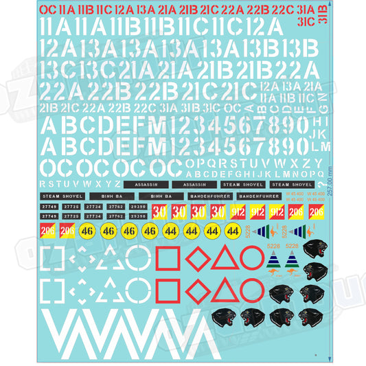 Australian Army (ADF) 1/16 Leopard AS1 Markings Size Waterslide Decal Sheet