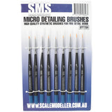 The SMS Micro Detailing brushes are made with high quality synthetic fibres and are designed to fit snugly into your hand when painting fine details on your models and miniatures.   CONTAINS 9 BRUSHES (ROUND, FLAT and LONG BRISTLES) 